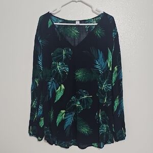 Old Navy Tropical Leaf Print Blouse